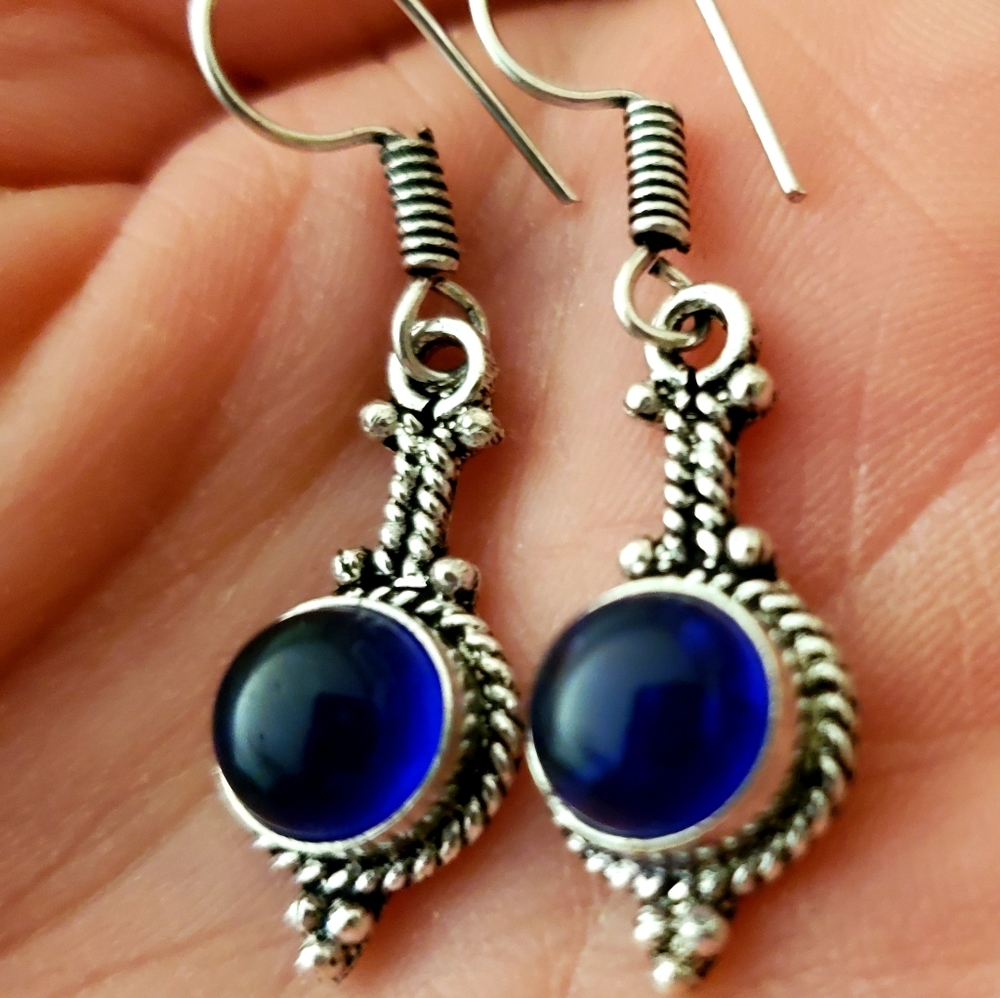 New Sapphire Silver Earrings.